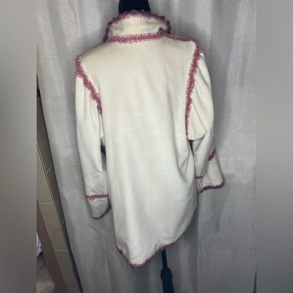 Reversable Bohemian ￼Velvet Burgundy & Off White 2 Tone Women's Jacket sz L-XL  - Picture 11 of 13